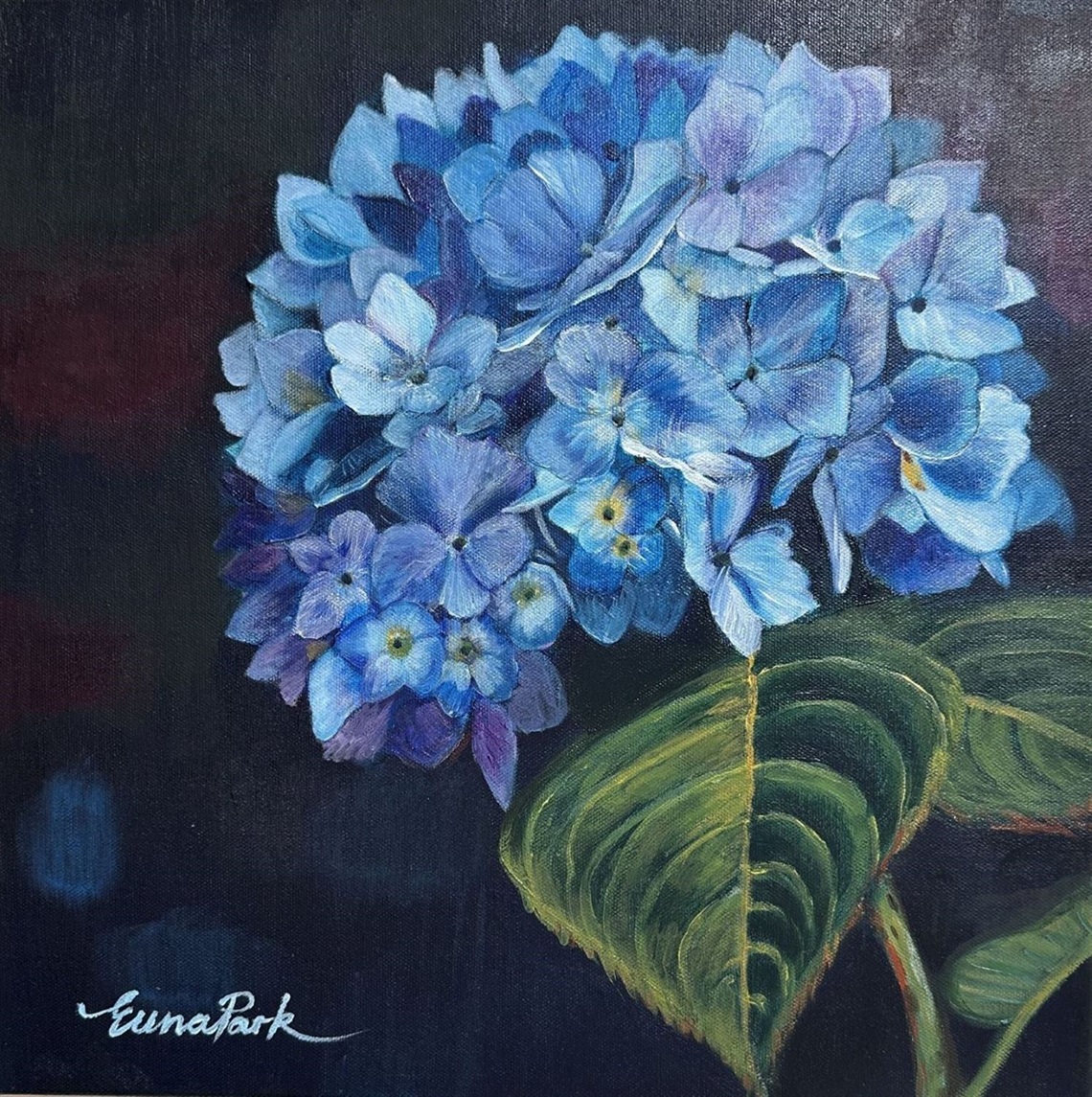 Eun-A-Park-Blue-Hydrangea-2024-Acrylic-on-canvas-41x41cm.jpeg