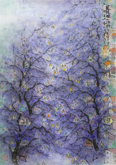 Biao Zhu, 'Jacaranda Blossoms on the street', 2025, 70x50cm